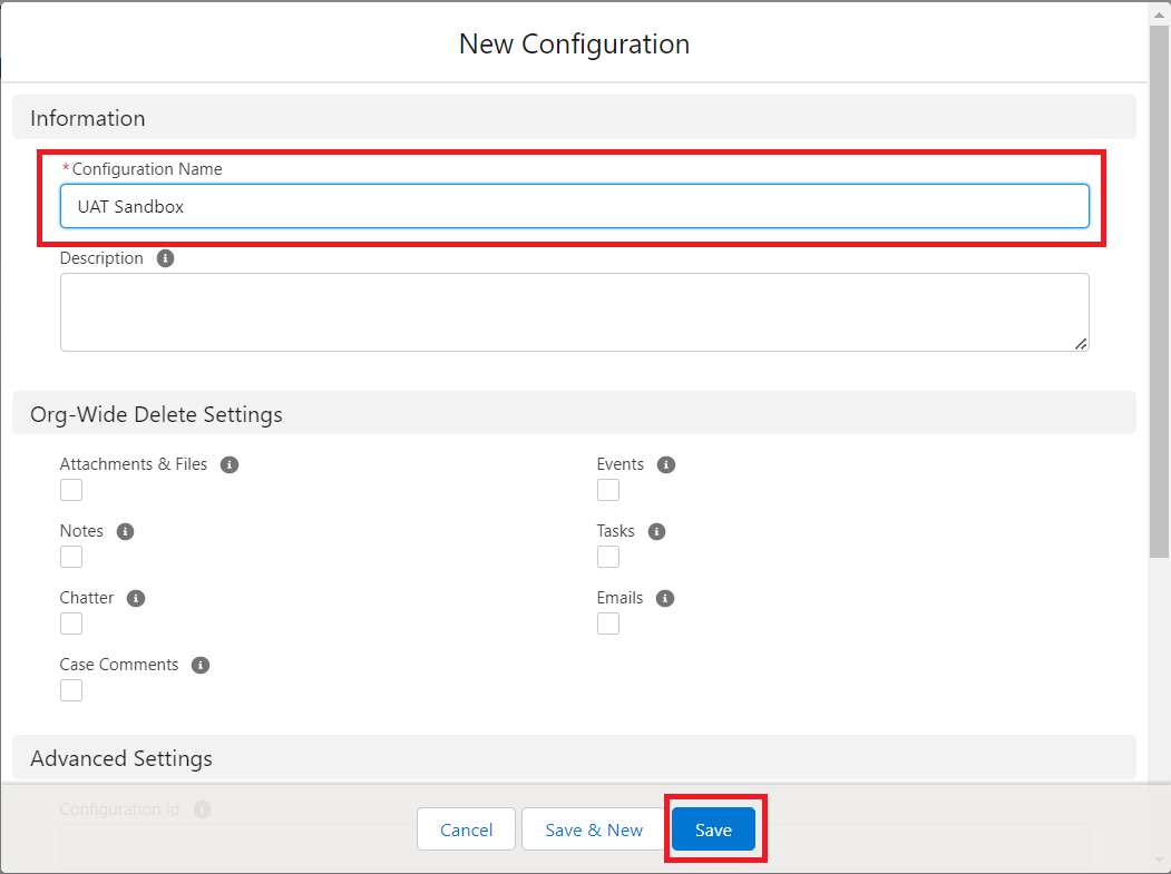 In this screenshot you will see delete settings in the new configuration. Check All Of The Boxes In The ‘Delete Settings’ Section