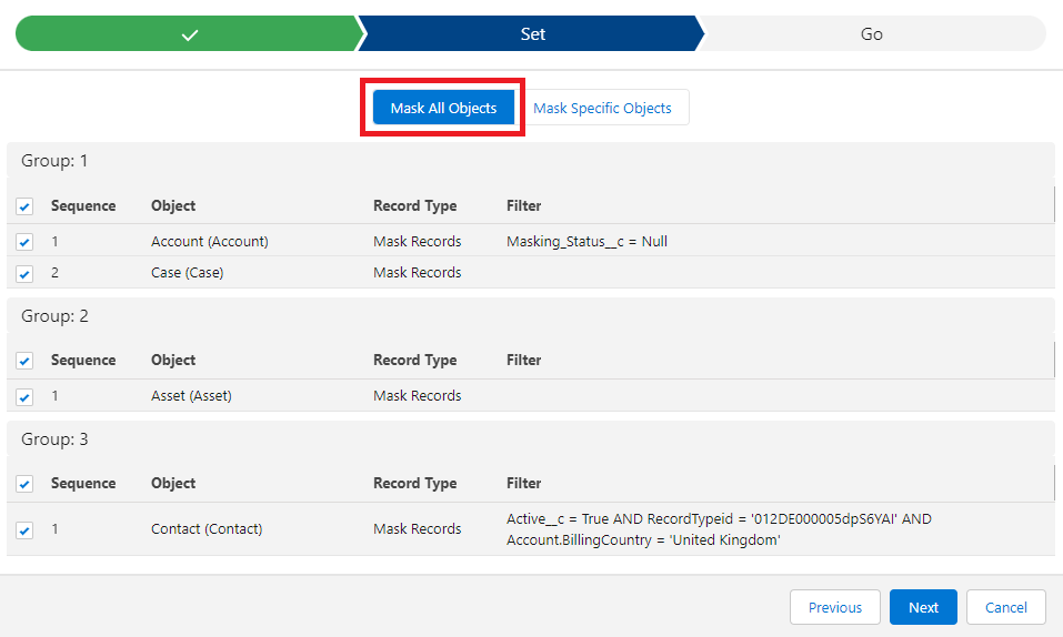 Click on the ‘Next’ button to start the masking process for your batch.