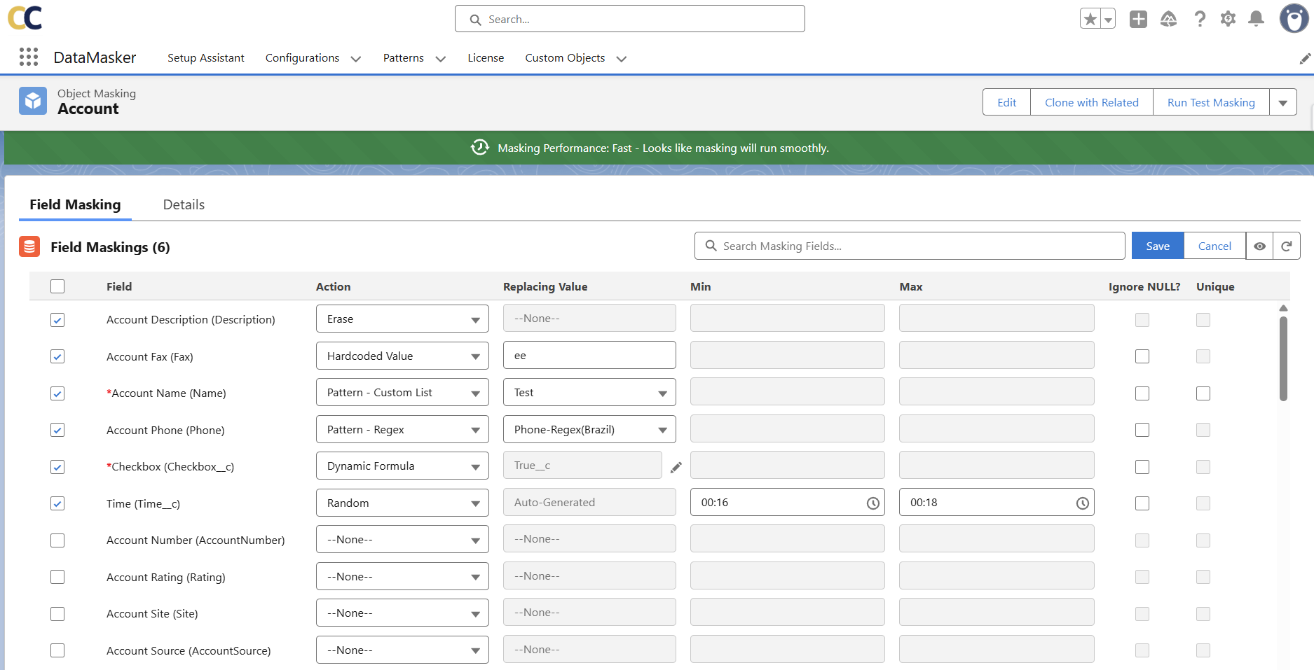 Account Object Masking