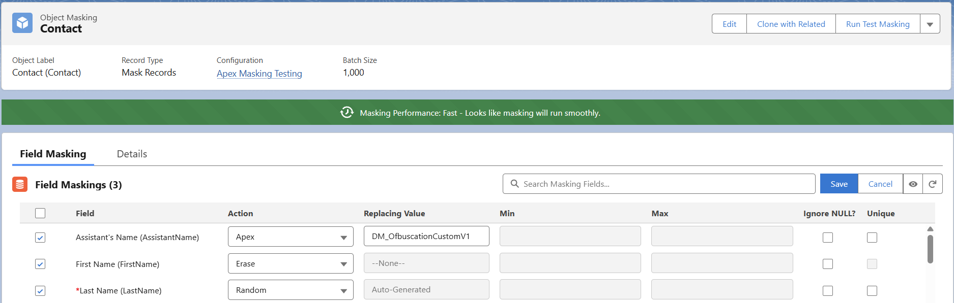 Field masking with Apex Action