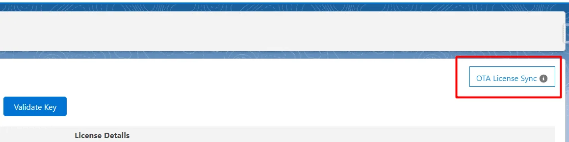 OTA License Sync option interface in Salesforce