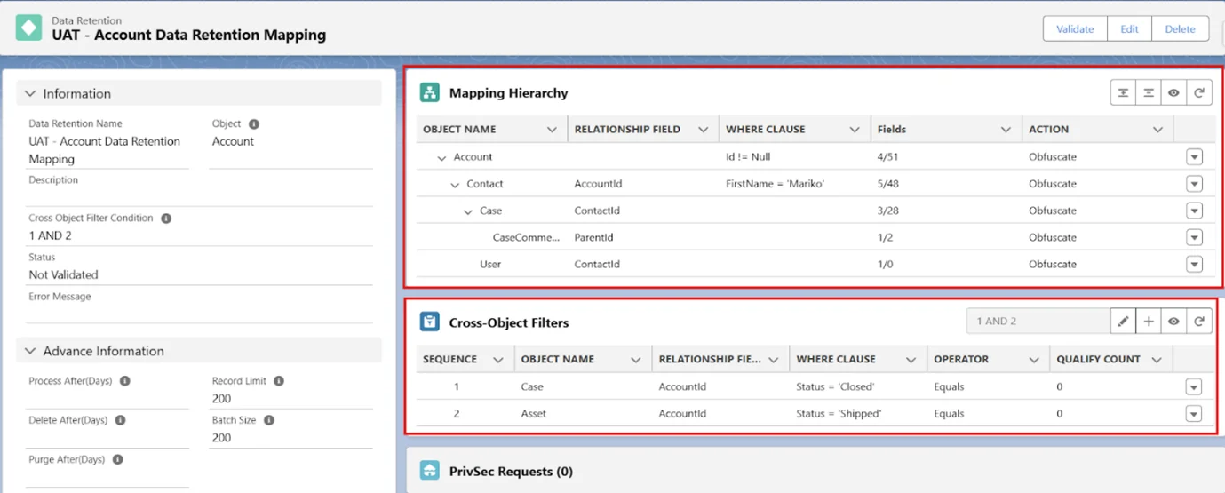Cross-Object Filter configuration interface