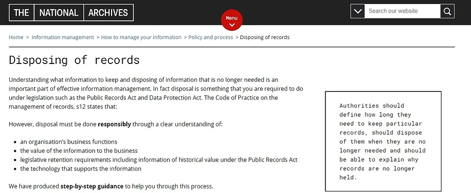 Guidance on Disposing of Records - The National Archives