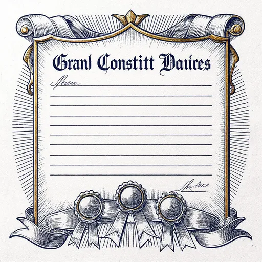 Consent Management, intaglio illustration of a constitutional charter with wax seals representing formal consent acknowledgment.